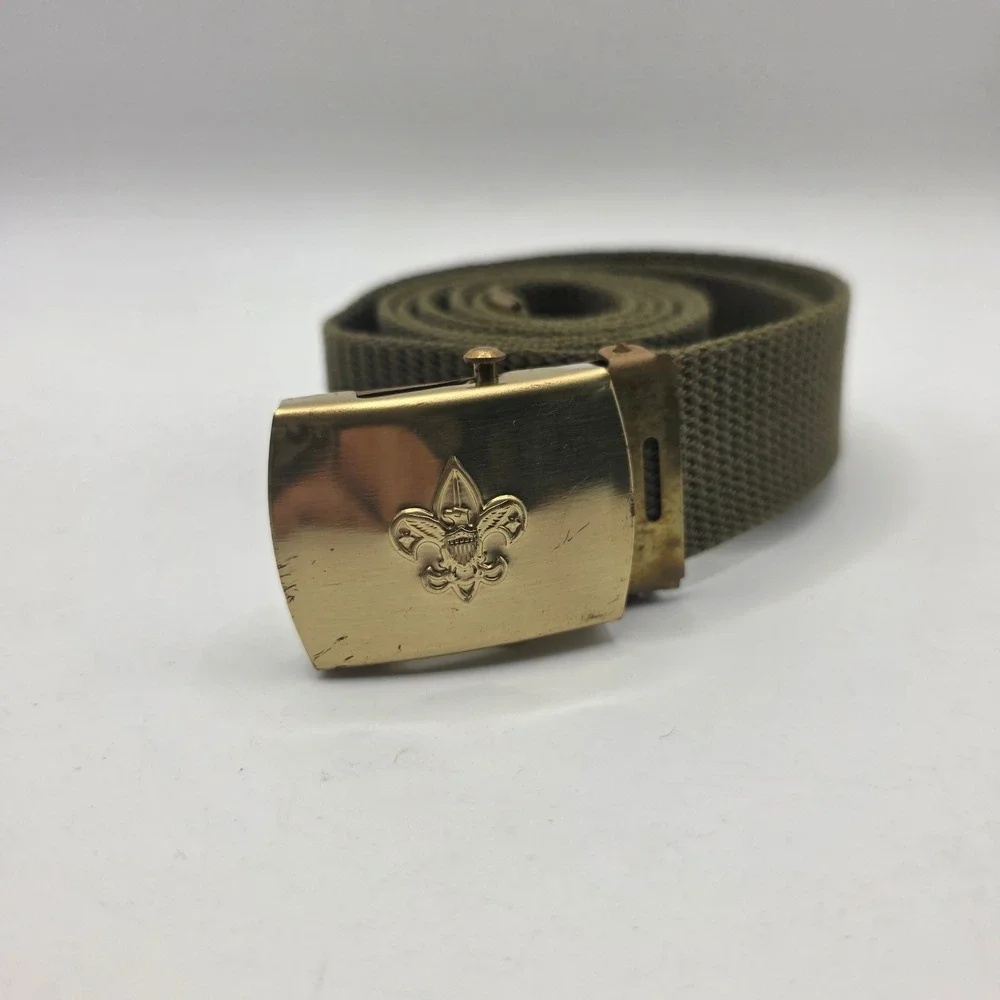 Vintage Boy Scouts of America BSA Olive Web Belt Solid Brass Buckle USA Made